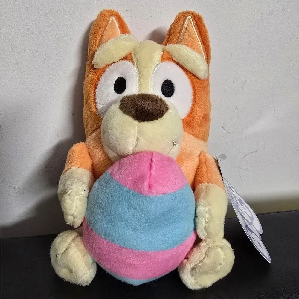 New Easter Bluey Bingo holding egg Plush Clip-On Dangler kid's toy